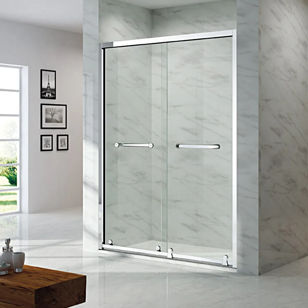 Stainless Steel 5/16&quot; Tempered Sliding Glass Shower Door