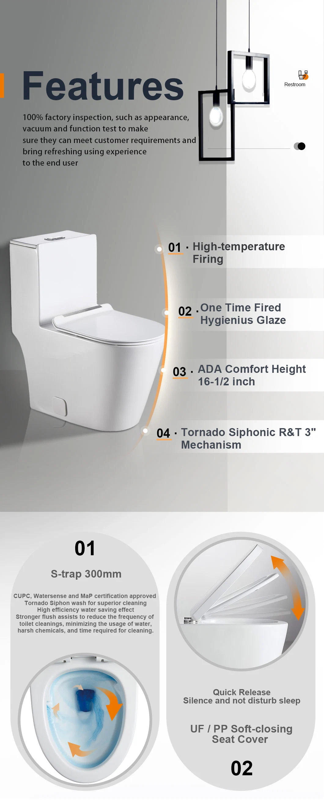 Water Closet Dual Flush Comfortable Bowl Height 420mm Upc 1 Piece Toilet Sanitary Ware Bathroom Toilet From Chaozhou Factory