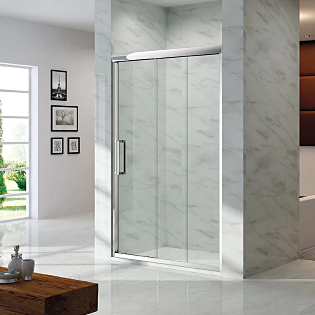 Stainless Steel 5/16&quot; Tempered Sliding Glass Shower Door